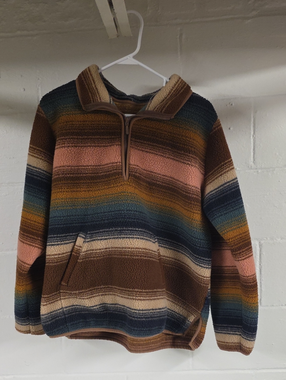Wrangler Multicolor Striped Sherpa Quarter-Zip Hoodie